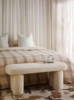 Bouclé fabric bench