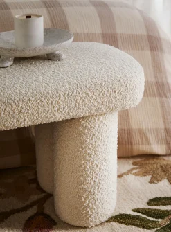 Bouclé fabric bench