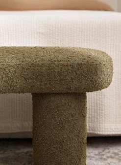 Bouclé fabric bench