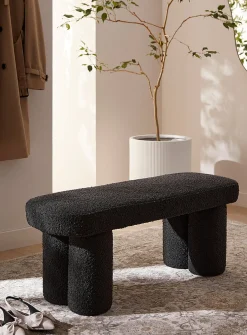 Bouclé fabric bench