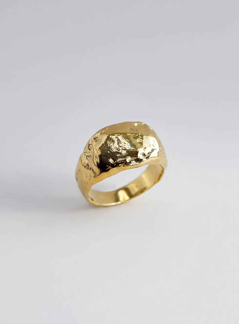 Boulder brass signet ring