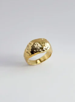 Boulder brass signet ring