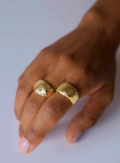 Boulder brass signet ring