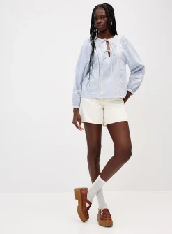 Bow & Embroidery Blouse