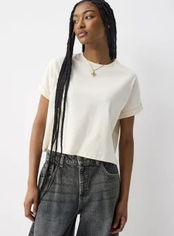 Boxy cuffed-sleeve T-shirt