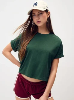 Boxy cuffed-sleeve T-shirt
