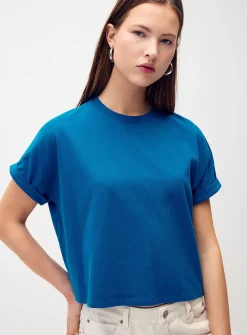 Boxy cuffed-sleeve T-shirt