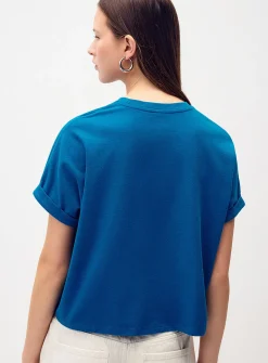 Boxy cuffed-sleeve T-shirt