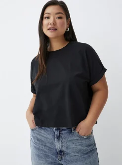Boxy cuffed-sleeve T-shirt