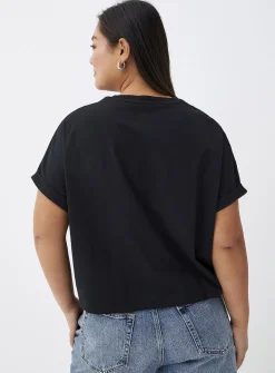 Boxy cuffed-sleeve T-shirt