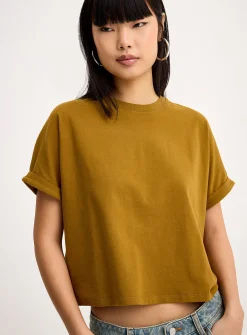Boxy cuffed-sleeve T-shirt