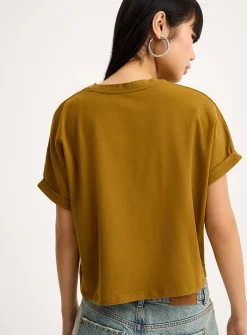 Boxy cuffed-sleeve T-shirt