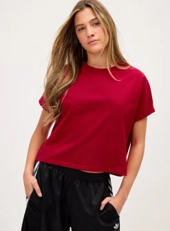 Boxy cuffed-sleeve T-shirt