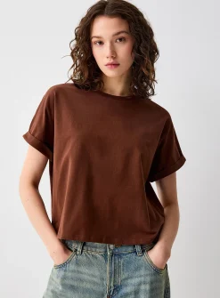 Boxy cuffed-sleeve T-shirt