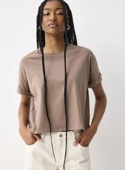 Boxy cuffed-sleeve T-shirt