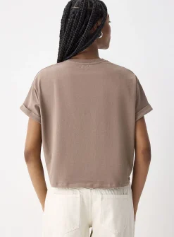 Boxy cuffed-sleeve T-shirt