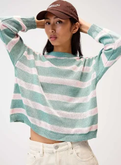 Boxy pastel striped sweater