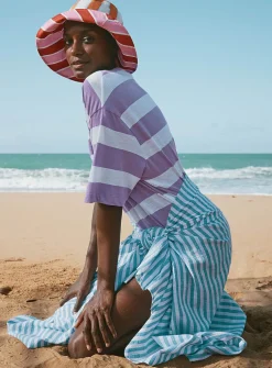 Boxy striped organic cotton slub T-shirt