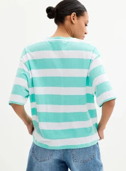 Boxy striped organic cotton slub T-shirt