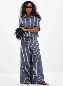 Boxy striped poplin shirt