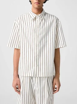 Boxy striped poplin shirt