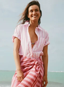Boxy striped poplin shirt