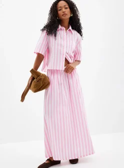 Boxy striped poplin shirt