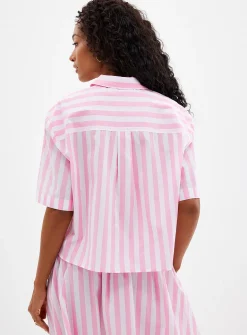 Boxy striped poplin shirt