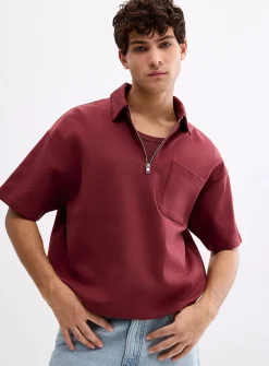 Boxy structured jersey polo