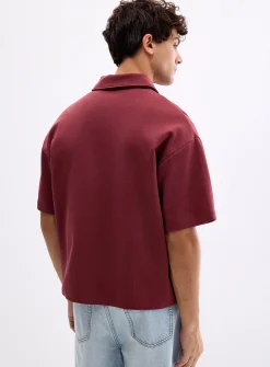 Boxy structured jersey polo