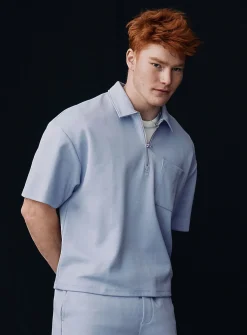 Boxy structured jersey polo