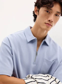 Boxy structured jersey polo