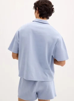 Boxy structured jersey polo