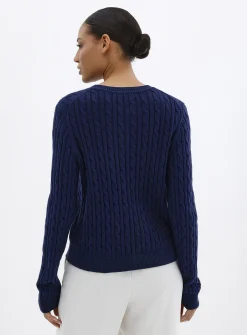 Boxy-fit cable-knit pure cotton cardigan