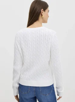 Boxy-fit cable-knit pure cotton cardigan