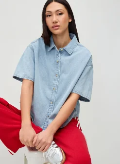 Boxy-fit denim shirt