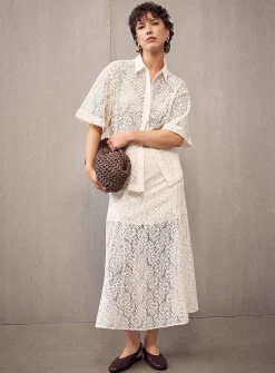 Boxy-fit lace shirt