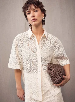 Boxy-fit lace shirt