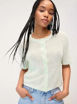 Boxy-fit short-sleeve cardigan