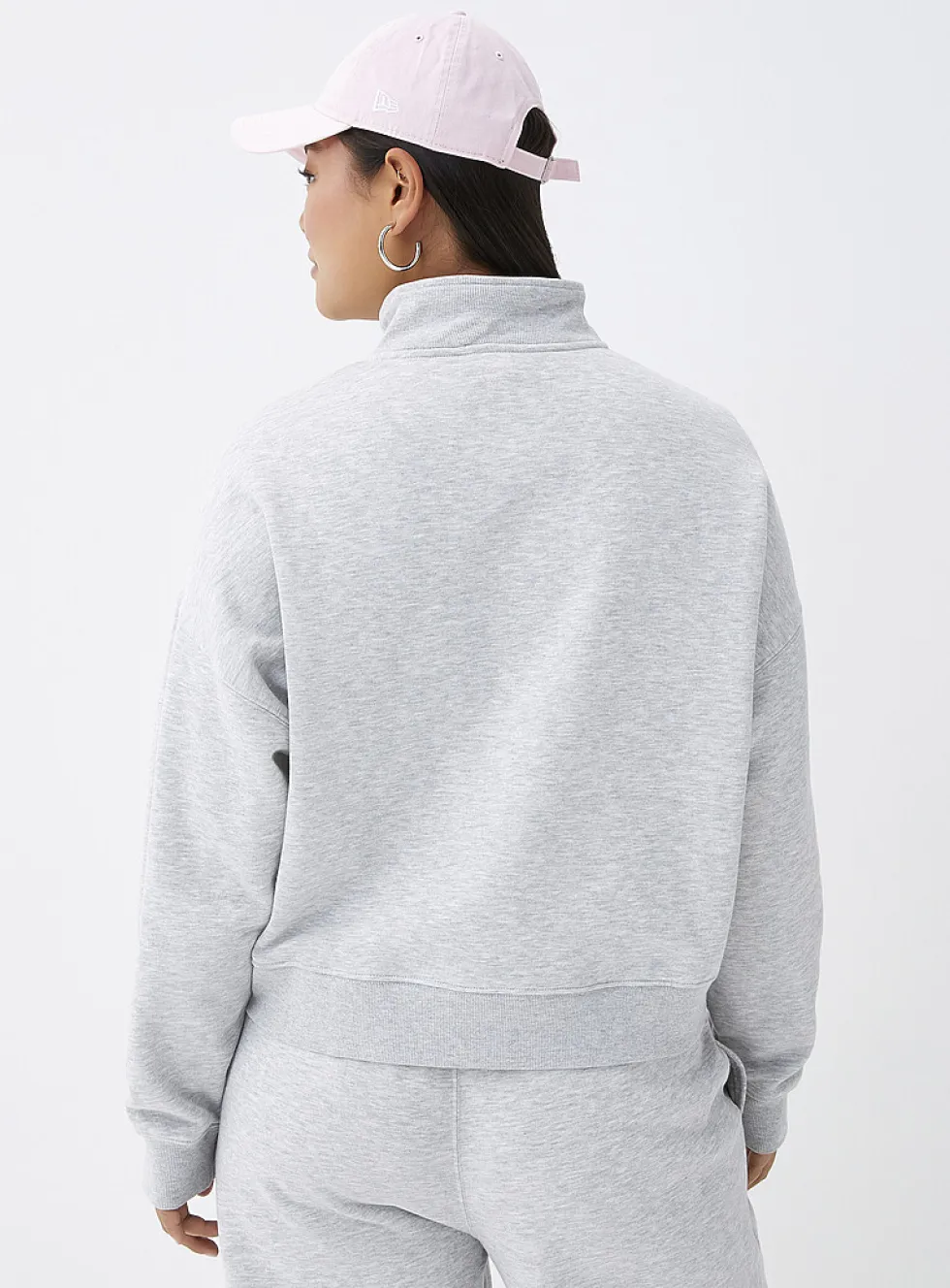 Boxy-fit zipped mock-neck sweatshirt