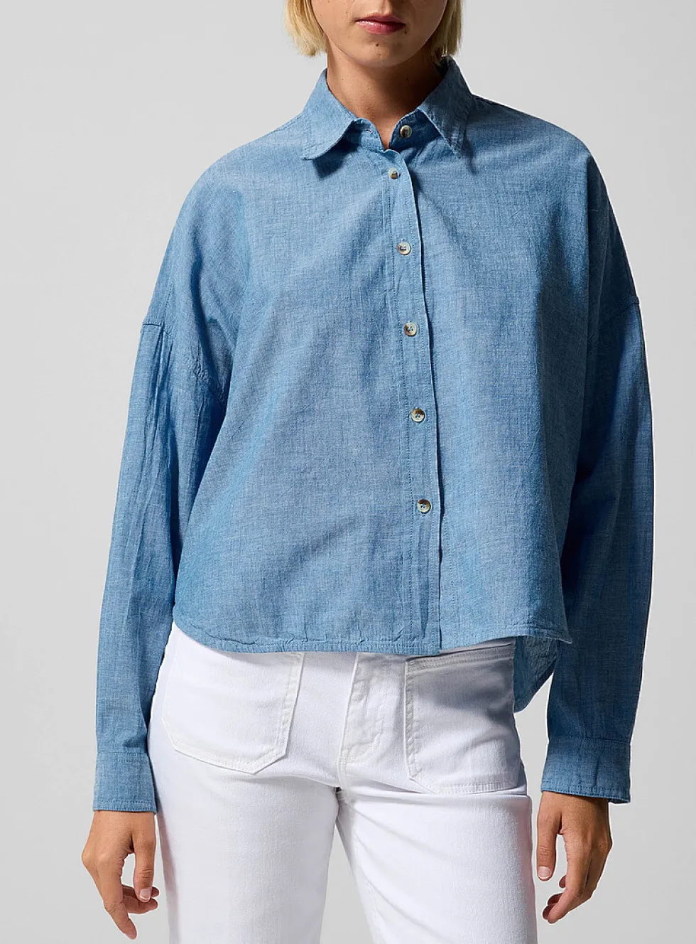 Brad cropped chambray denim shirt