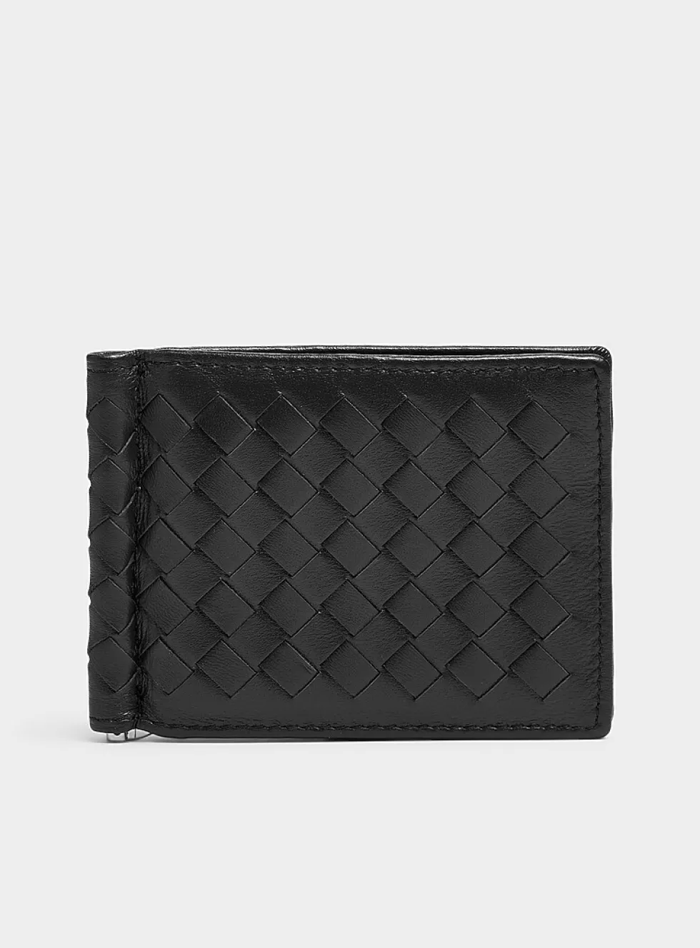 Braided faux-leather wallet