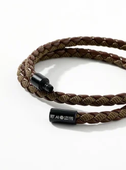 Braided leather double bracelet