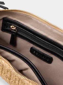 Braided straw rounded crossbody bag