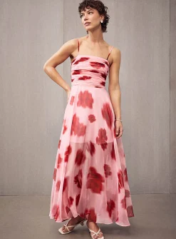 Brandy airy floral pleated dress