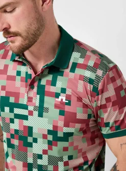 Bridger Tour colourful check golf polo