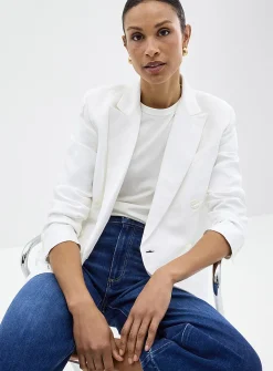 Bright white double-breasted blazer
