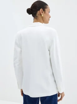 Bright white double-breasted blazer