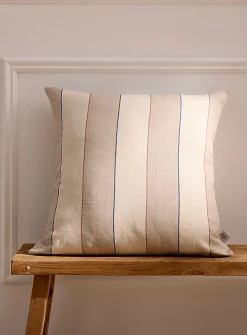 Broad stripes linen-blend removable-cover cushion