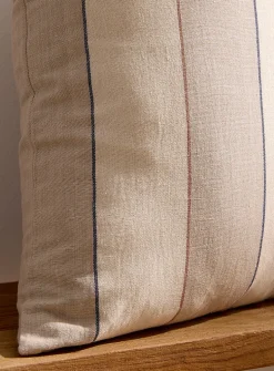 Broad stripes linen-blend removable-cover cushion